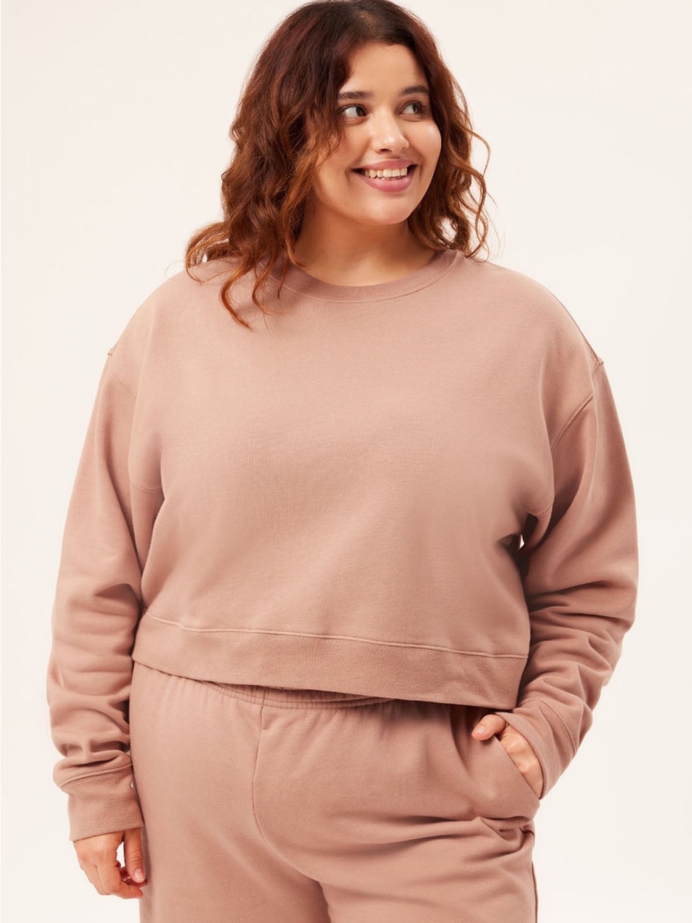 girlfriend collective dusty rose cropped sweatshirt
